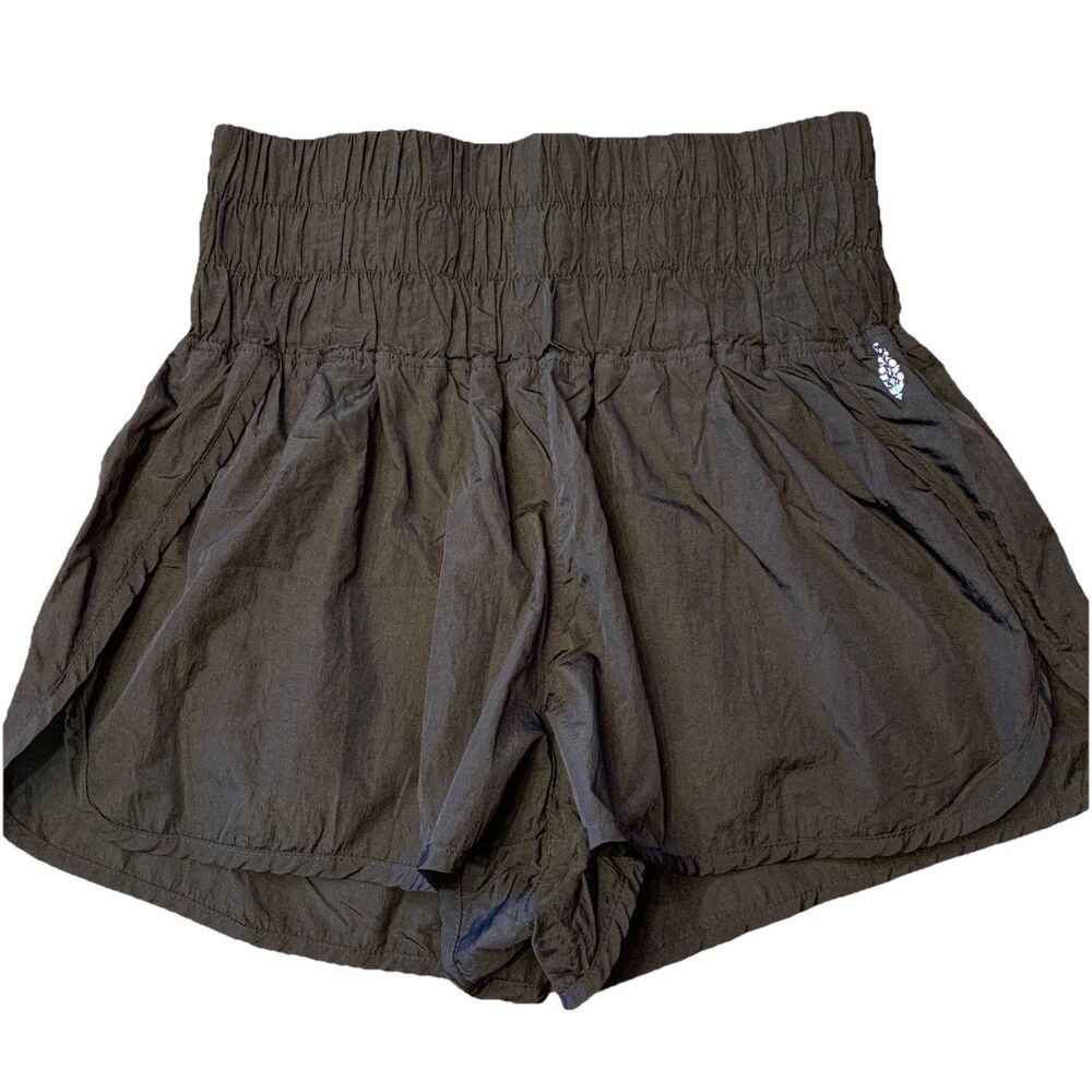 Free People Movement Gym Shorts Sz Large Black High Rise Built In Liner FP Yoga